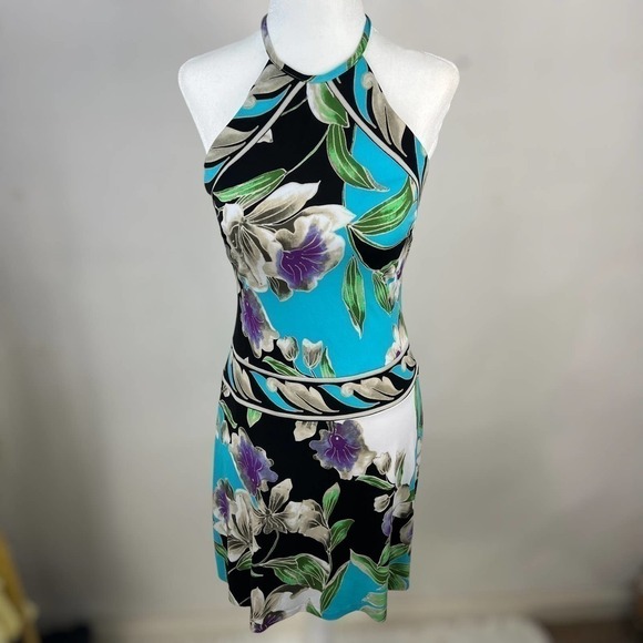 Cache Y2K Floral Halter Dress Lightweight Stretch Size Small - Picture 2 of 16